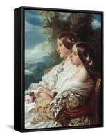 Queen Victoria and Victoire, Duchess de Nemours-Franz Xaver Winterhalter-Framed Stretched Canvas