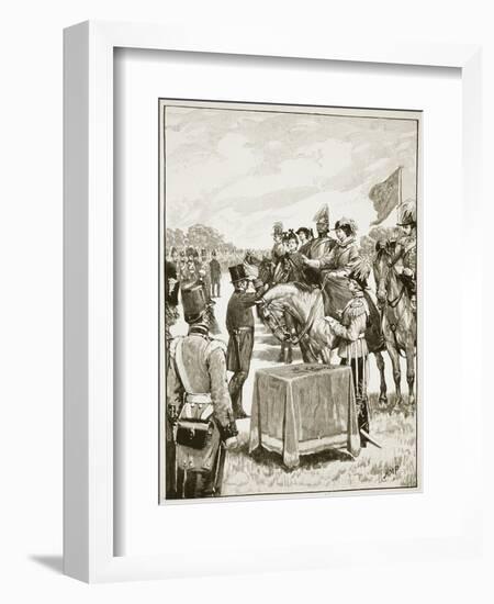 Queen Victoria at the First Presentation Fo the Victoria Cross-English School-Framed Giclee Print