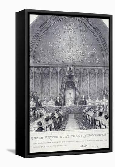 Queen Victoria at the Guildhall Banquet, London, 1837-null-Framed Stretched Canvas