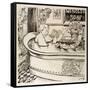 Queen Victoria Cartoon: in Her Bath with John Brown in Attendance-Georges Tiret-Bognet-Framed Stretched Canvas