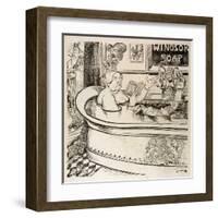 Queen Victoria Cartoon: in Her Bath with John Brown in Attendance-Georges Tiret-Bognet-Framed Art Print