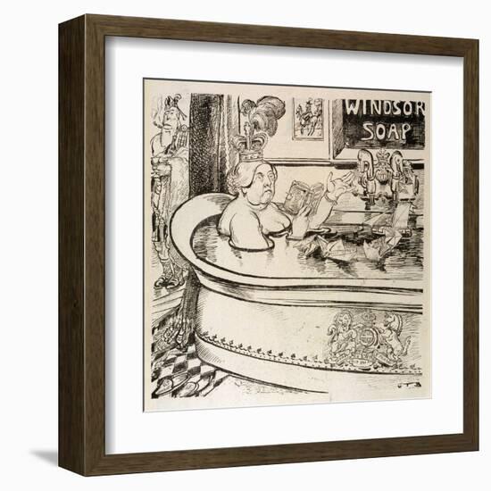 Queen Victoria Cartoon: in Her Bath with John Brown in Attendance-Georges Tiret-Bognet-Framed Art Print