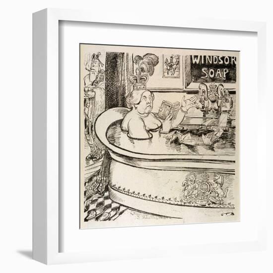 Queen Victoria Cartoon: in Her Bath with John Brown in Attendance-Georges Tiret-Bognet-Framed Art Print