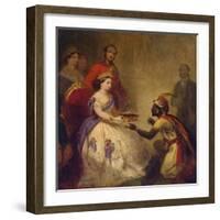 Queen Victoria Giving the Bible to an African Chief, 1861-Thomas Jones Barker-Framed Giclee Print