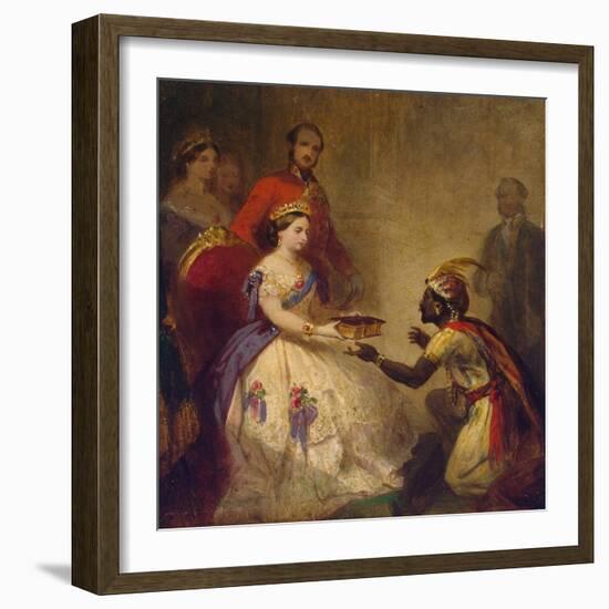 Queen Victoria Giving the Bible to an African Chief, 1861-Thomas Jones Barker-Framed Giclee Print