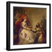 Queen Victoria Giving the Bible to an African Chief, 1861-Thomas Jones Barker-Framed Giclee Print