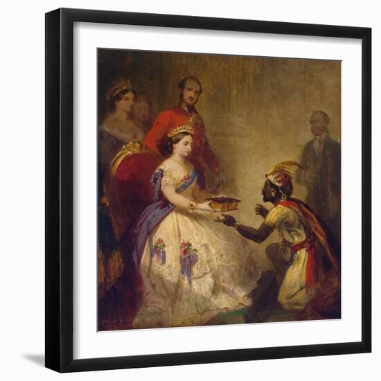 Queen Victoria Giving the Bible to an African Chief, 1861-Thomas Jones Barker-Framed Giclee Print