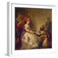 Queen Victoria Giving the Bible to an African Chief, 1861-Thomas Jones Barker-Framed Giclee Print