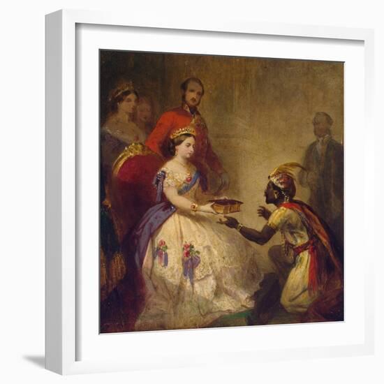 Queen Victoria Giving the Bible to an African Chief, 1861-Thomas Jones Barker-Framed Giclee Print