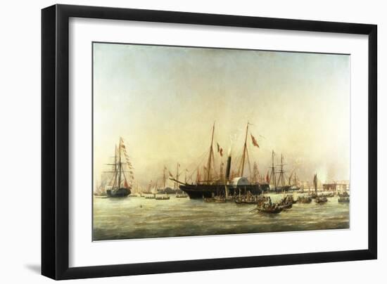 Queen Victoria Landing at Brighton, C.1843-Richard Henry Nibbs-Framed Giclee Print