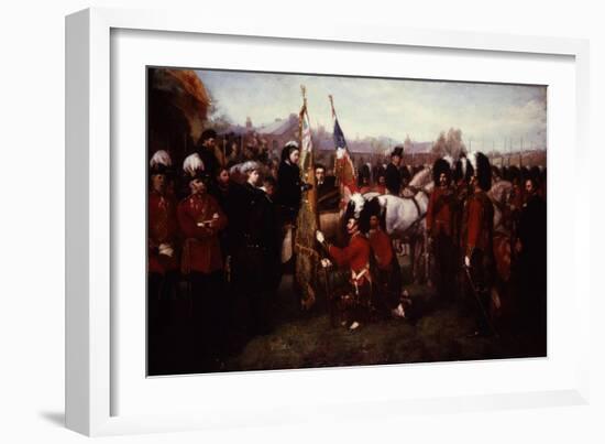 Queen Victoria of England, 1819-1901, Presenting Colours to 79th Cameron Highlanders-null-Framed Giclee Print