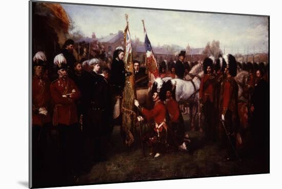 Queen Victoria of England, 1819-1901, Presenting Colours to 79th Cameron Highlanders-null-Mounted Giclee Print