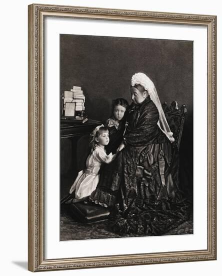 Queen Victoria of England with Her Young Granddaughters-null-Framed Photographic Print