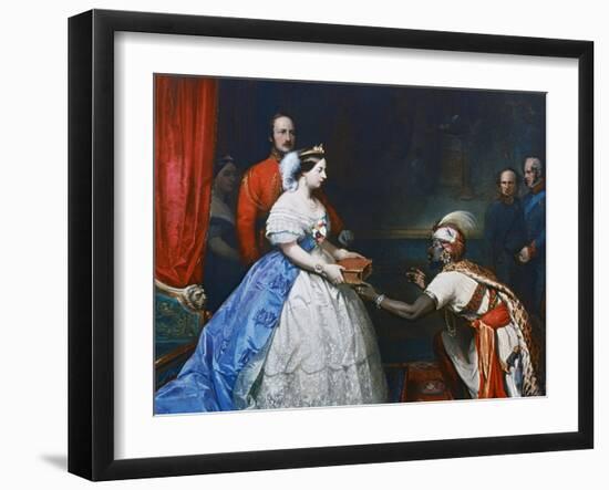 Queen Victoria Presenting a Bible in the Audience Chamber at Windsor, C1861-Thomas Jones Barker-Framed Giclee Print