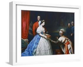 Queen Victoria Presenting a Bible in the Audience Chamber at Windsor, C1861-Thomas Jones Barker-Framed Giclee Print