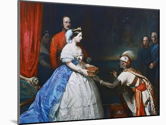 Queen Victoria Presenting a Bible in the Audience Chamber at Windsor, C1861-Thomas Jones Barker-Mounted Giclee Print