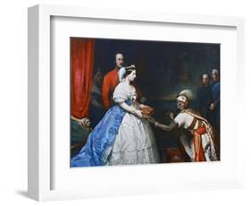 Queen Victoria Presenting a Bible in the Audience Chamber at Windsor, C1861-Thomas Jones Barker-Framed Giclee Print