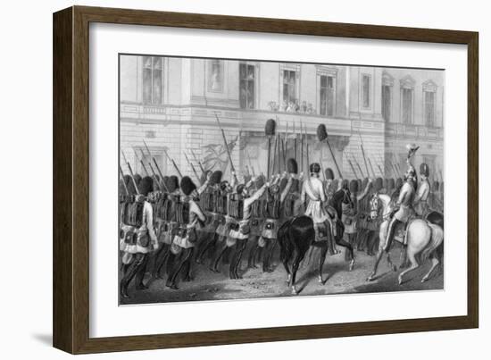 Queen Victoria Receiving the Guards at Buckingham Palace, 1857-G Greatbach-Framed Giclee Print