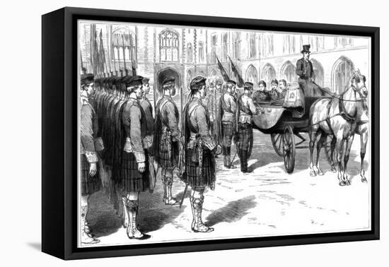 Queen Victoria Receiving the Old Colours of the Seaforth Highlanders, Windsor, 1885-null-Framed Stretched Canvas