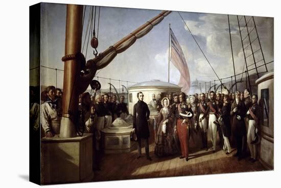 Queen Victoria Recieved the King Louis Philippe I on Board the Royal Yacht, September 1843-François-August Biard-Stretched Canvas