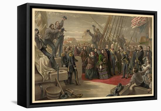 Queen Victoria Visiting HMS Resolute, 16th December, 1856, Published 1859-William 'Crimea' Simpson-Framed Stretched Canvas