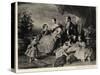 Queen Victoria with Albert and Five Children-null-Stretched Canvas