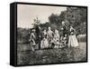Queen Victoria with Husband Prince Albert and Children Outdoors-null-Framed Stretched Canvas