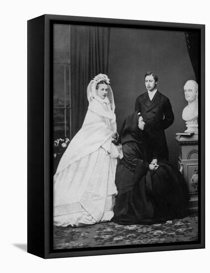 Queen Victoria with the Prince and Princess of Wales on the Day of their Marriage, 1863-null-Framed Stretched Canvas