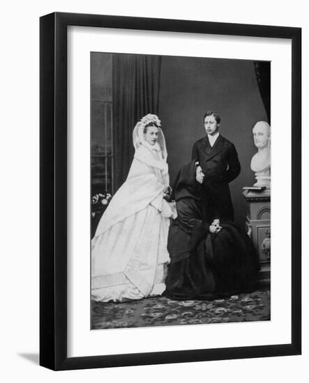 Queen Victoria with the Prince and Princess of Wales on the Day of their Marriage, 1863-null-Framed Giclee Print