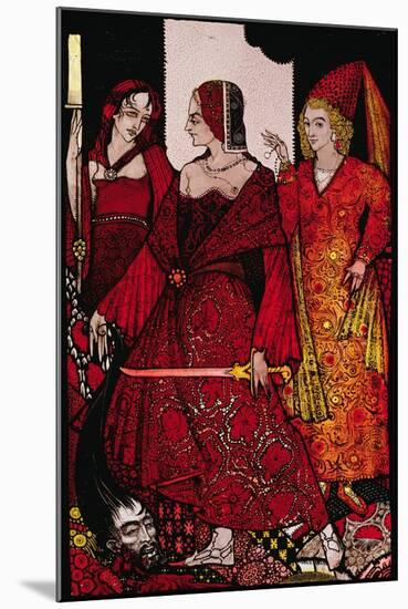 "Queens Who Cut the Hogs of Glanna..." Illustration by Harry Clarke from 'Queens' by J.M. Synge-Harry Clarke-Mounted Giclee Print