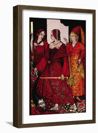 "Queens Who Cut the Hogs of Glanna..." Illustration by Harry Clarke from 'Queens' by J.M. Synge-Harry Clarke-Framed Giclee Print