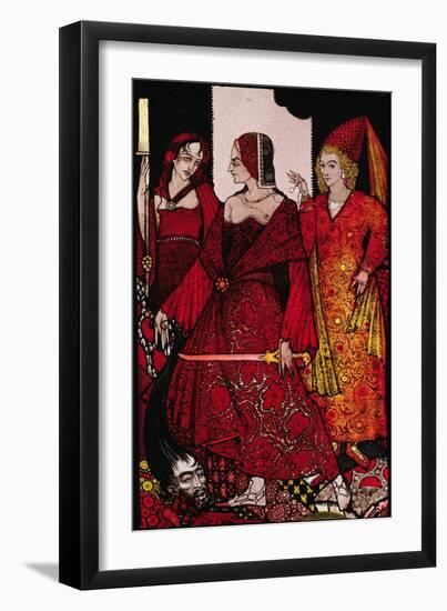 "Queens Who Cut the Hogs of Glanna..." Illustration by Harry Clarke from 'Queens' by J.M. Synge-Harry Clarke-Framed Giclee Print