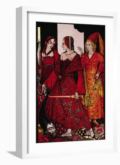 "Queens Who Cut the Hogs of Glanna..." Illustration by Harry Clarke from 'Queens' by J.M. Synge-Harry Clarke-Framed Giclee Print