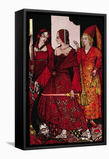 "Queens Who Cut the Hogs of Glanna..." Illustration by Harry Clarke from 'Queens' by J.M. Synge-Harry Clarke-Framed Stretched Canvas