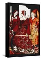 Queens Who Cut the Hogs of Glanna...'. 'Queens', Nine Glass Panels Acided, Stained and Painted,…-Harry Clarke-Framed Stretched Canvas