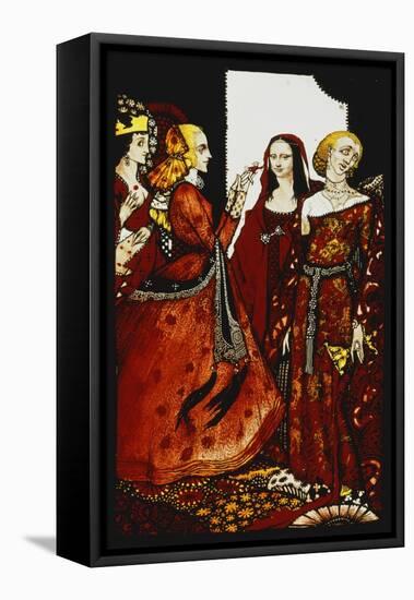 Queens Whose Finger Once Did Stir Men'. 'Queens', Nine Glass Panels Acided, Stained and Painted,…-Harry Clarke-Framed Stretched Canvas