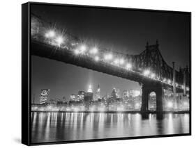 Queensboro Bridge and Manhattan at Night-Bettmann-Framed Stretched Canvas