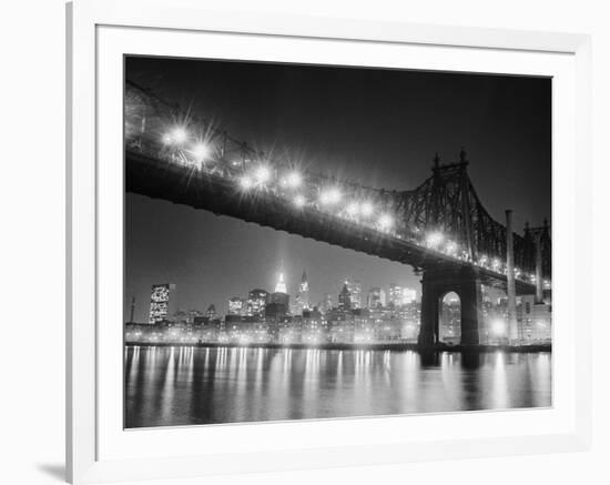 Queensboro Bridge and Manhattan at Night-Bettmann-Framed Photographic Print