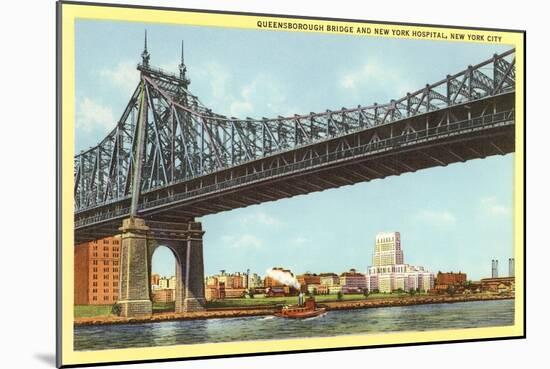 Queensboro Bridge, New York Hospital, New York City-null-Mounted Art Print