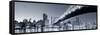 Queensboro Bridge over New York City East River Black and White at Night with River Reflections And-Songquan Deng-Framed Stretched Canvas