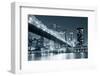 Queensboro Bridge over New York City East River Black and White at Night with River Reflections And-Songquan Deng-Framed Photographic Print