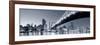 Queensboro Bridge over New York City East River Black and White at Night with River Reflections And-Songquan Deng-Framed Photographic Print