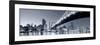 Queensboro Bridge over New York City East River Black and White at Night with River Reflections And-Songquan Deng-Framed Photographic Print