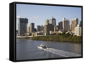 Queensland, Brisbane, View Along Brisbane River Toward City's Central Business District, Australia-Andrew Watson-Framed Stretched Canvas