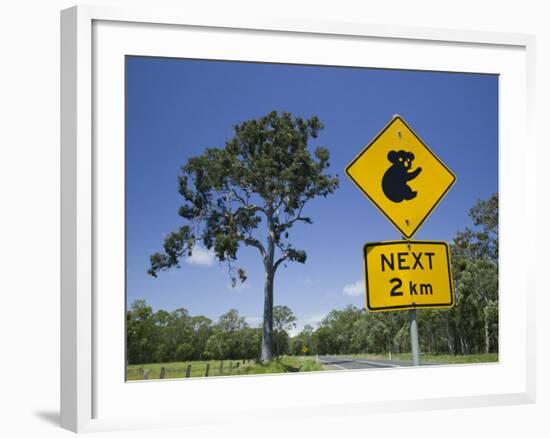 Queensland, Fraser Coast, Maryborough, Koala Crossing Sign on the Bruce Highway, Australia-Walter Bibikow-Framed Photographic Print