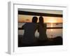 Queensland, Fraser Island, A Couple with Video Camera in Hand Watch Sunset from a Pier, Australia-Andrew Watson-Framed Photographic Print