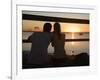 Queensland, Fraser Island, A Couple with Video Camera in Hand Watch Sunset from a Pier, Australia-Andrew Watson-Framed Photographic Print