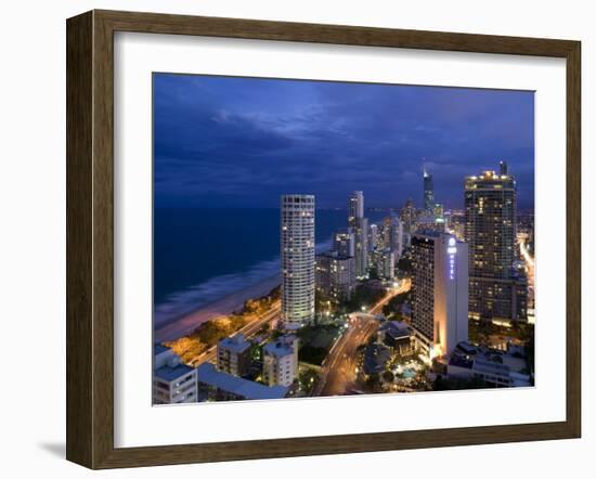 Queensland, Gold Coast, Surfer's Paradise, Evening View of Surfer's Paradise Highrises, Australia-Walter Bibikow-Framed Photographic Print