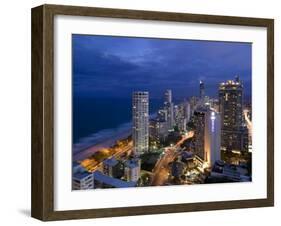 Queensland, Gold Coast, Surfer's Paradise, Evening View of Surfer's Paradise Highrises, Australia-Walter Bibikow-Framed Photographic Print