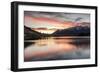 Queenstown and Bob's Peak with red sky at sunrise, Otago, South Island, New Zealand-Ed Rhodes-Framed Photographic Print